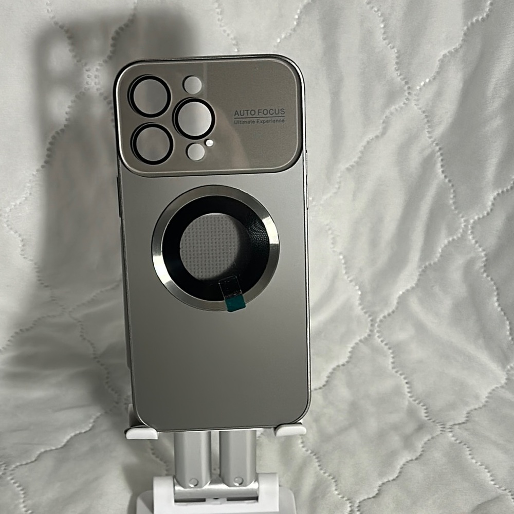 iPhone 14 Max Pro  Silver Phone Case with Ring Holder